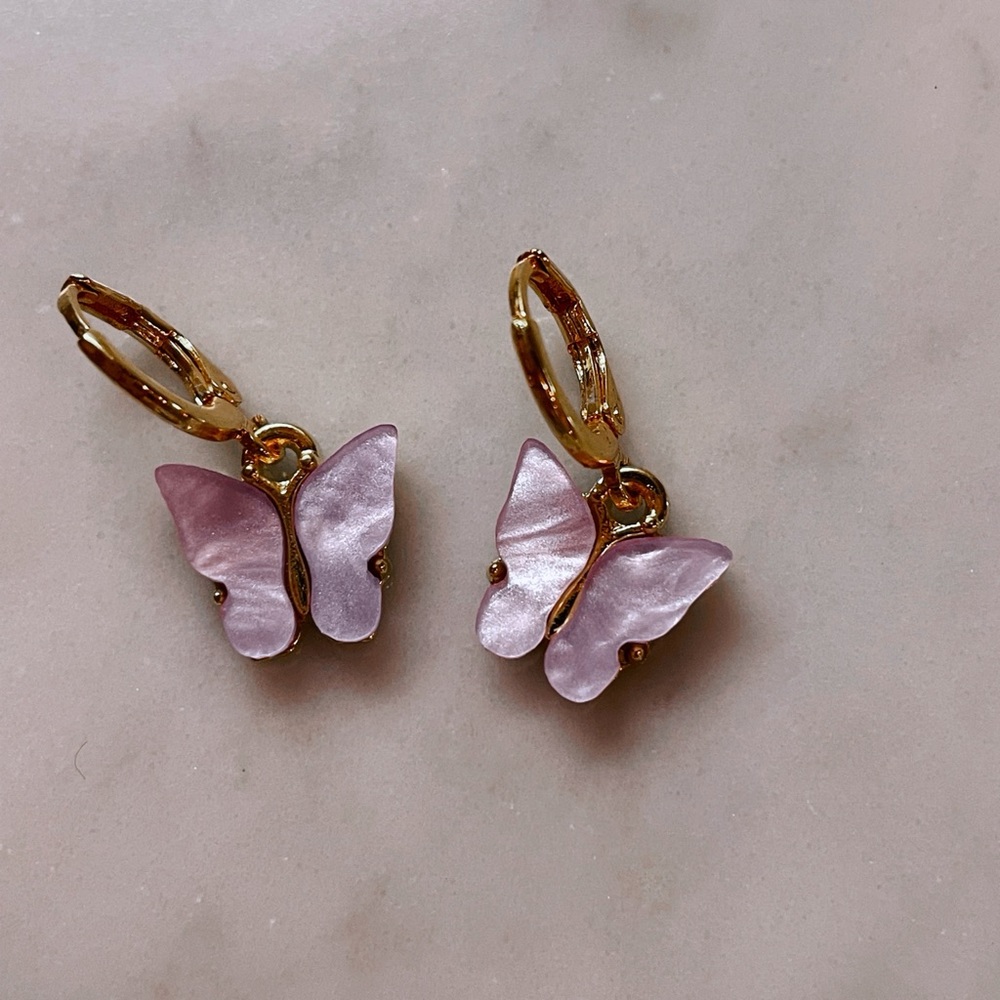 Butterfly Earrings Black, White, Pink, Blue, Red, Purple, Green, Yellow - Picture 9 of 15